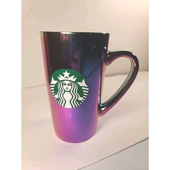 Starbucks Coffee Mug 16oz Rainbow Holographic Iridescent Oil Slick 2022 Holiday - Picture 1 of 8